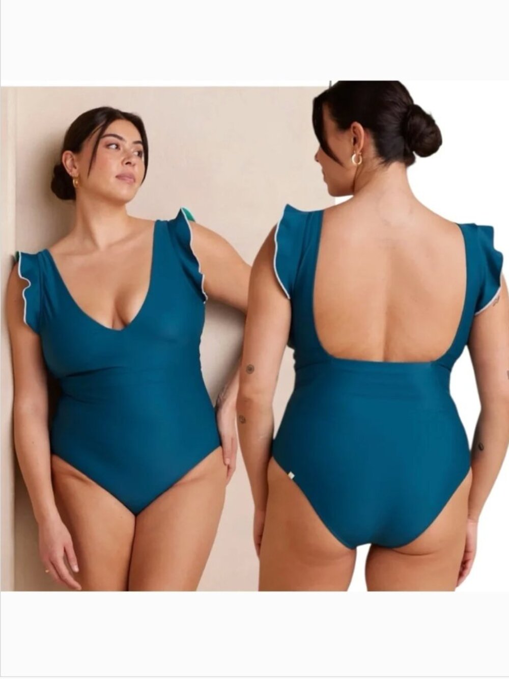 Summersalt The Long Torso Ruffle Backflip Size 14LT Seaweed & Seaglass